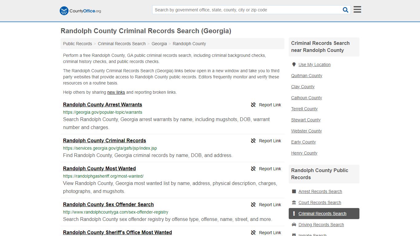 Randolph County Criminal Records Search (Georgia) - County Office