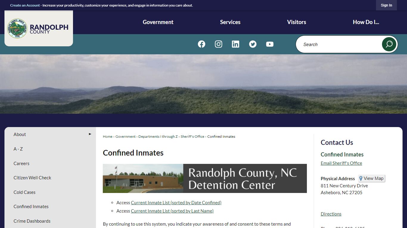 Confined Inmates | Randolph County, NC